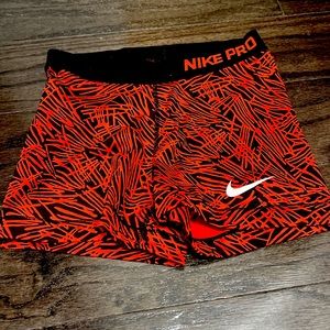 3” Nike pro red snake print compression shorts